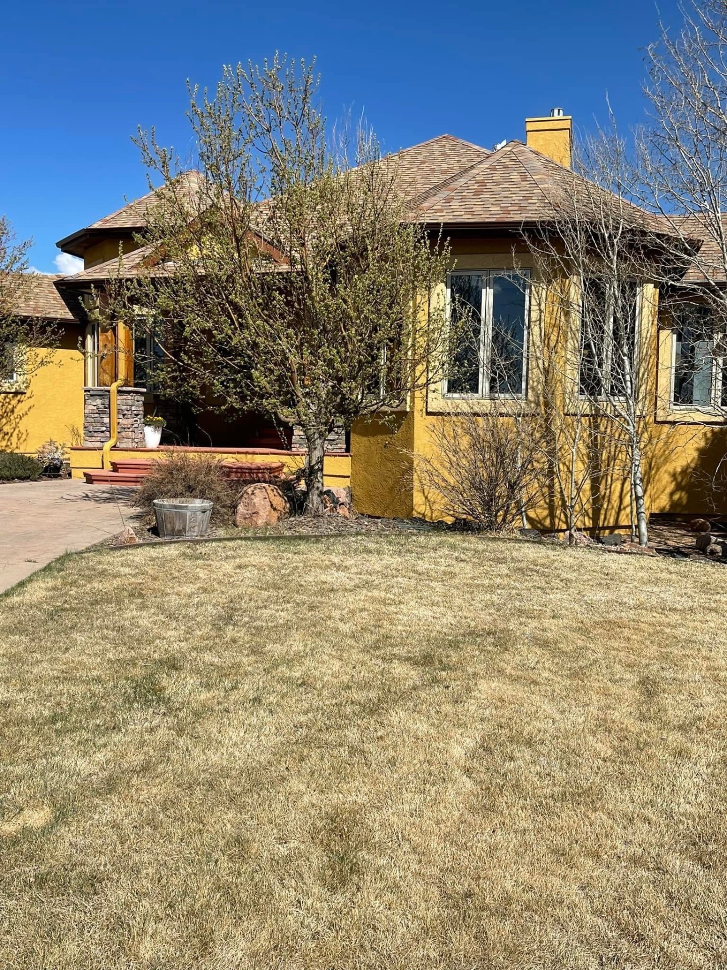 Bay window & front lawn — before