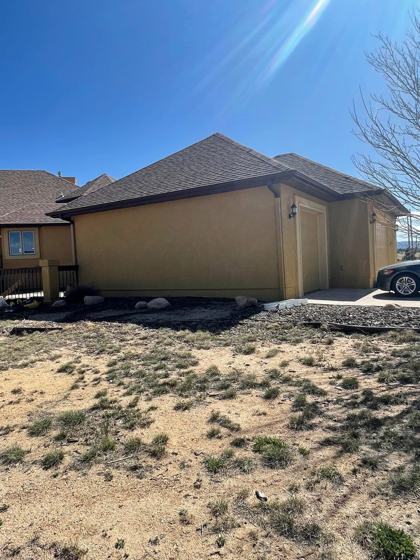 Side elevation & garage — before